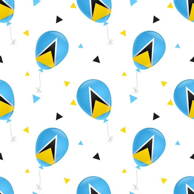 Balloons with Saint Lucia flag on a white background Seamless pattern for printing