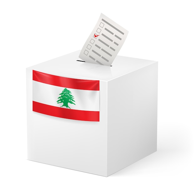 Ballot box with voting paper. Lebanon