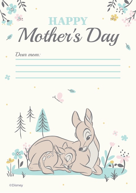 Vector bambi and his mom card