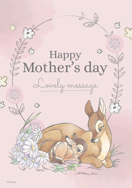 Vector bambi mother's day card