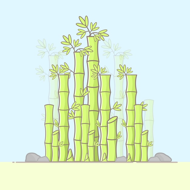 Bamboo forest, tropical asian plant, vector illustration.