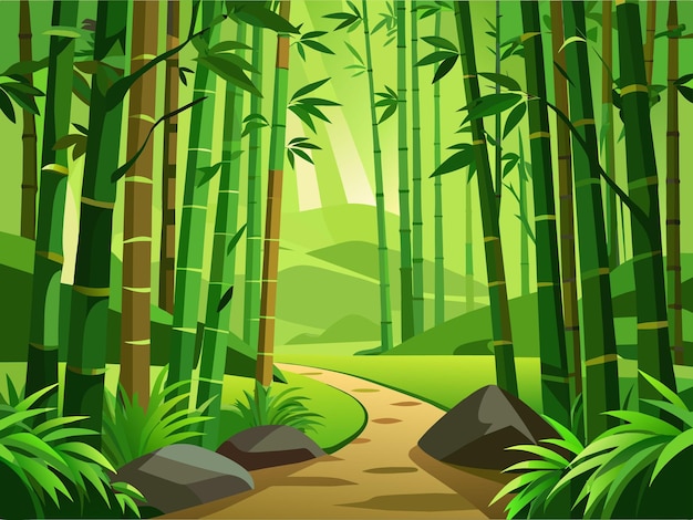 Vector bamboo forest vector illustration or jungle vector illustration