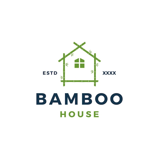 Bamboo house simple logo design vector illustration