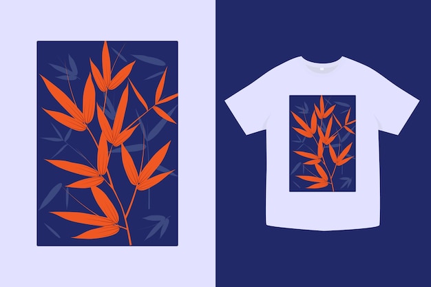 Bamboo leaves red t-shirt design