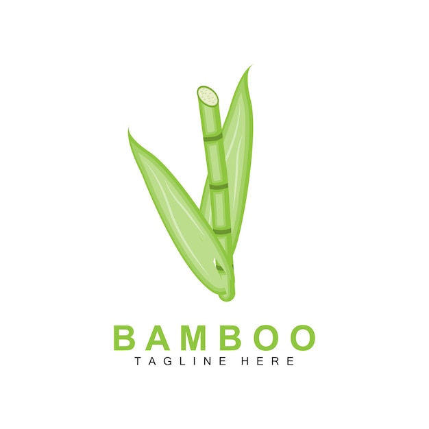 Bamboo Logo Green Plant Design Nature Tree Vector Illustration Icon