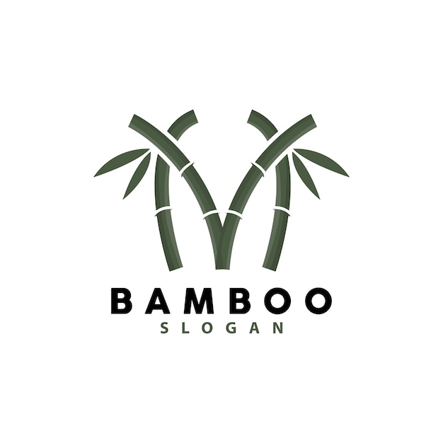 Bamboo Logo Green Plants Vector Simple Minimalist Design Illustration Template