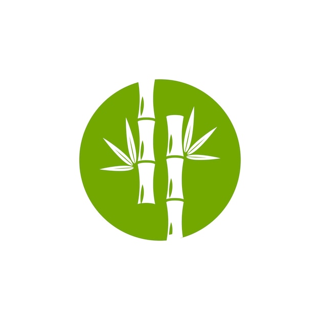 Bamboo logo with green leaf vector icon template