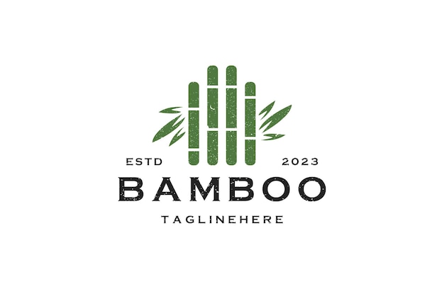 Bamboo vintage logo template. Green bamboo tree vector design.