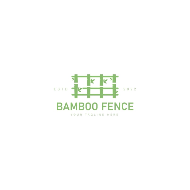 Bamboo with fence logo design illustration icon