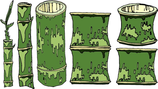 Bamboo wood shoots and cups