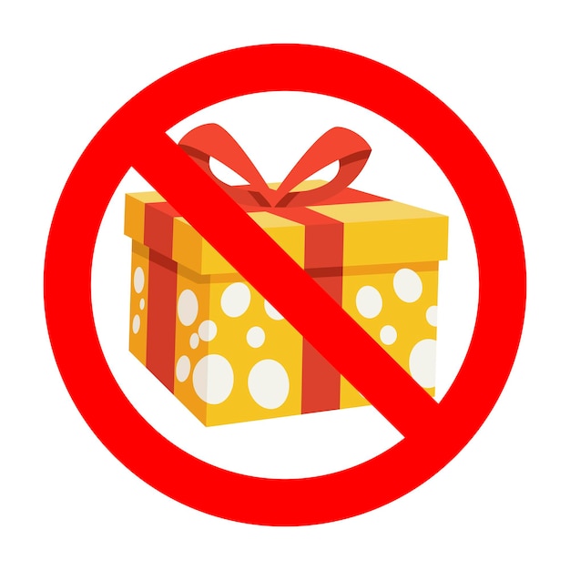 Ban gift symbol No present to birthday box forbidden