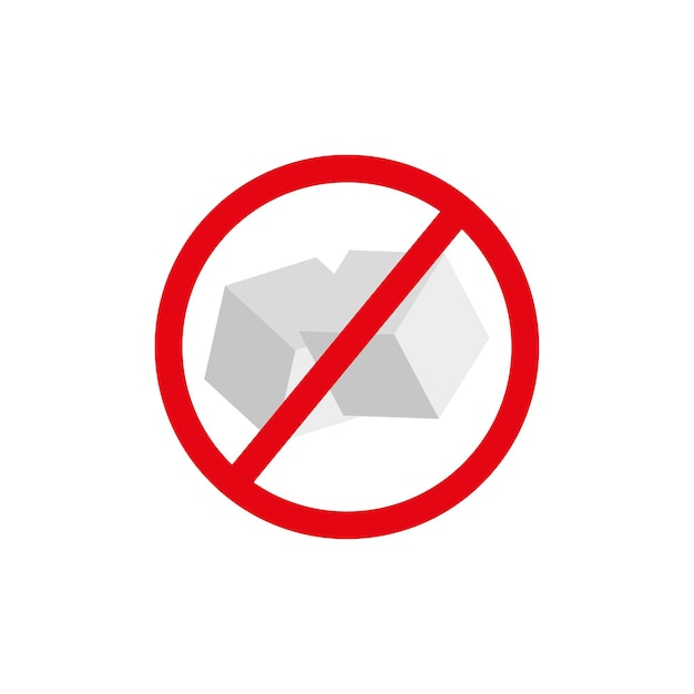 Ban sugar. Sign forbidden. Sweet food. Vector illustration.