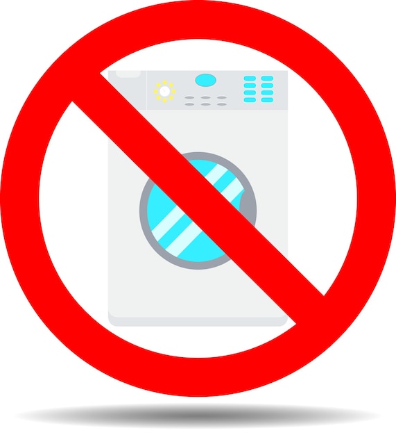 Ban wash machine Ban laundry housework appliance washer ban Vector abstract flat design illustration