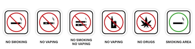 Ban Zone Smoke Marijuana Vape Cigarette Sign Notice Allow Smoke Area Green Pictogram Smoke Prohibit