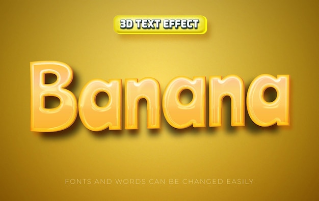 Banana 3d editable fruity text effect style