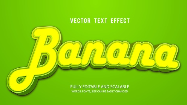 Banana 3d editable text effect vector with cute background