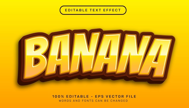 banana 3d text effect and editable text effect