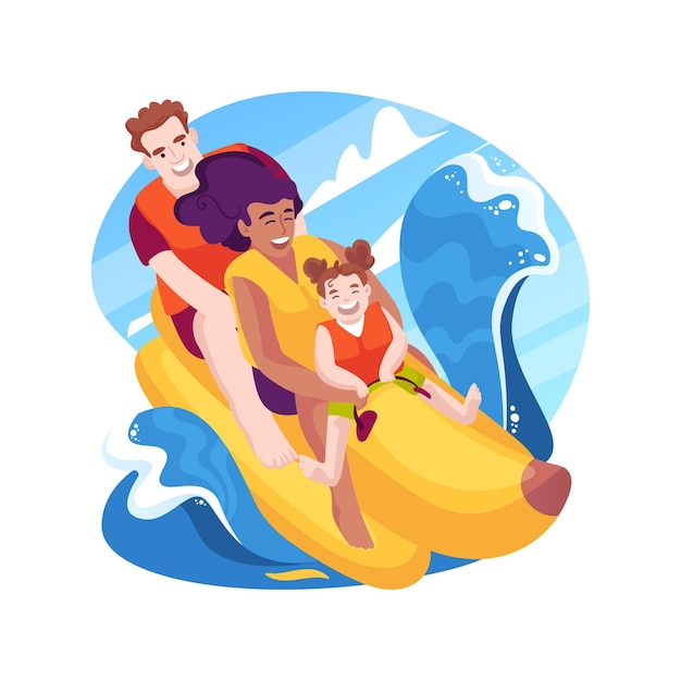 Vector banana boat isolated cartoon vector illustration