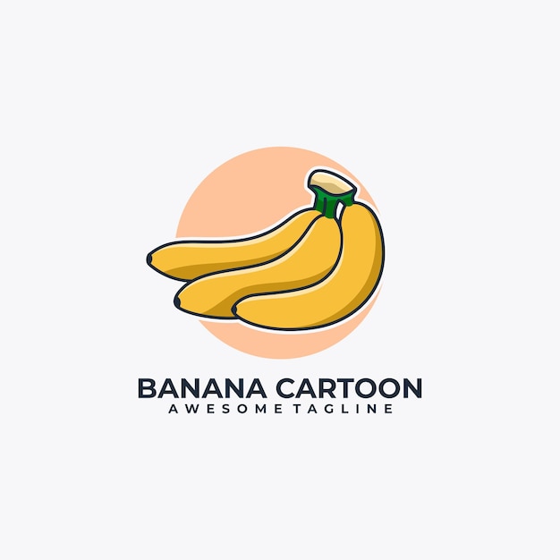 Banana cartoon logo design vector flat color