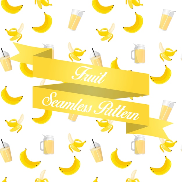 Banana Fruit Juice Seamless Pattern Background