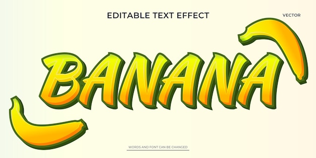 Vector banana fruit text effect graphic style editable typography word art 3d