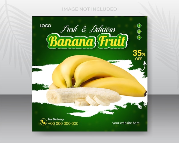 Banana fruits social media instagram post banner template design