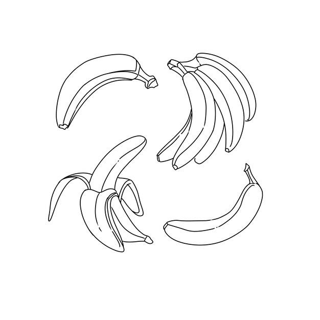 banana hand drawn doodle illustrations vector set