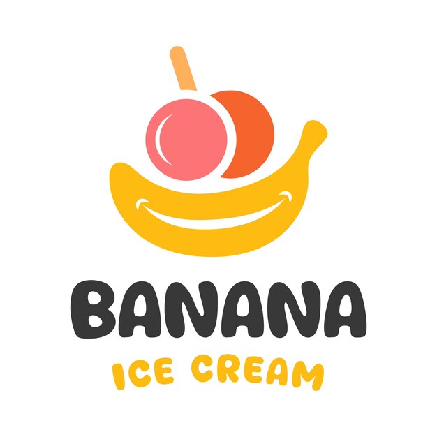 banana ice cream minimalist logo design