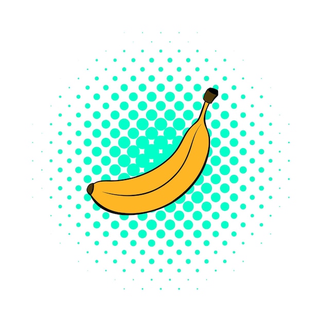 Banana icon in comics style on a white background