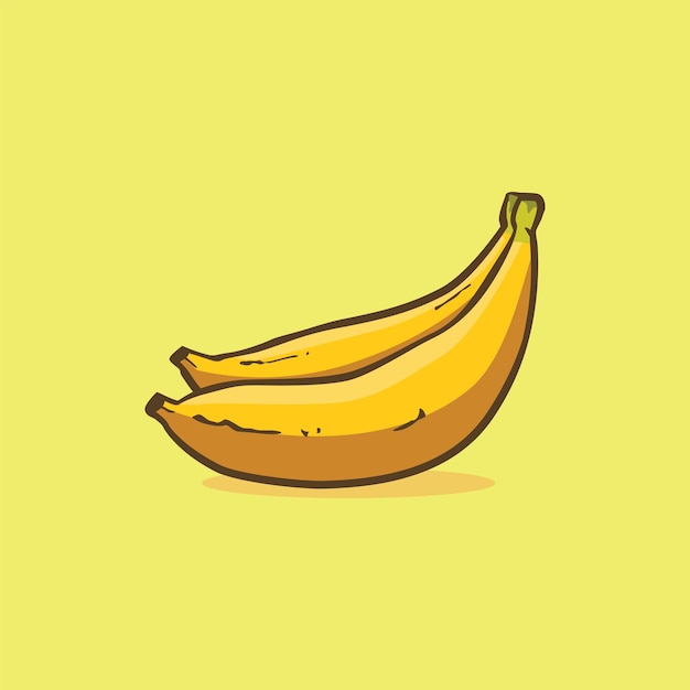 Banana icon isolated Vector illustration with outline cartoon simple color