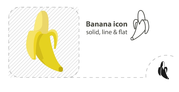 Banana isolated flat illustration banana line icon