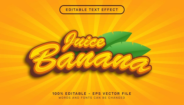 banana juice 3d text effect and editable text effect