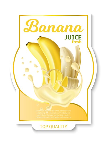 Banana juice label Realistic fresh product mockup