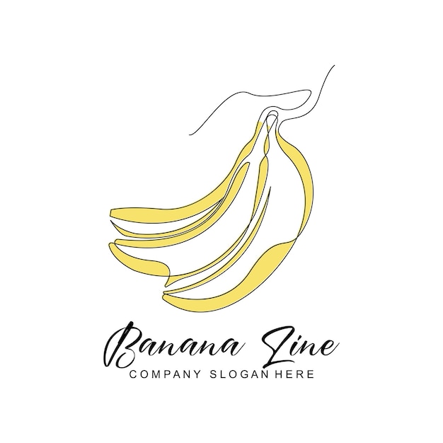 Banana Logo Design Fruit Vector With Line Art Style Product Brand Walpaper Illustration