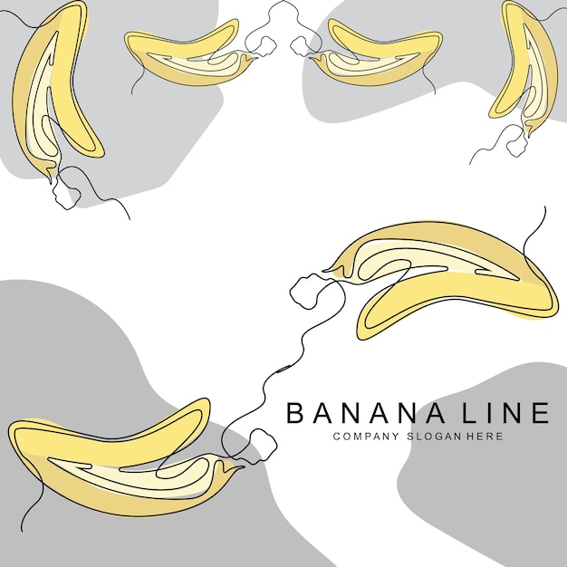 Banana Logo Design Fruit Vector With Line Art Style Product Brand Walpaper Illustration