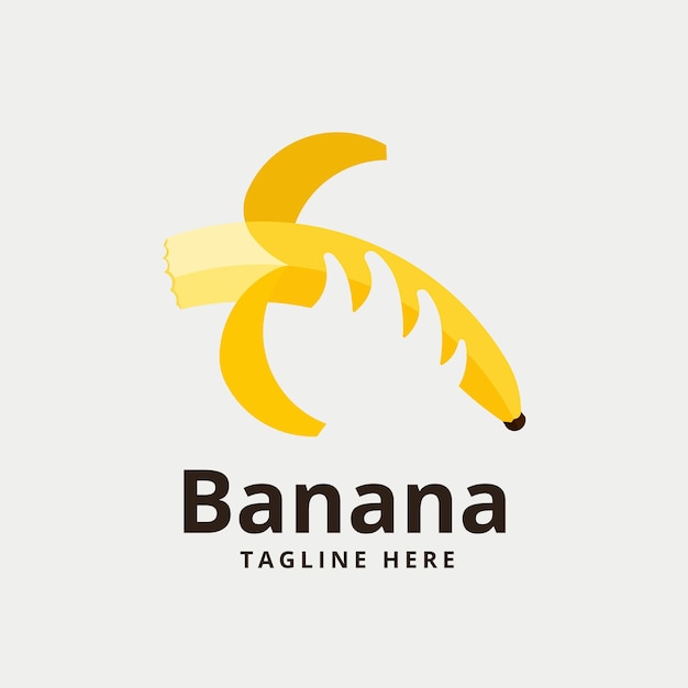 Banana logo, holding the banana, vector illustration.