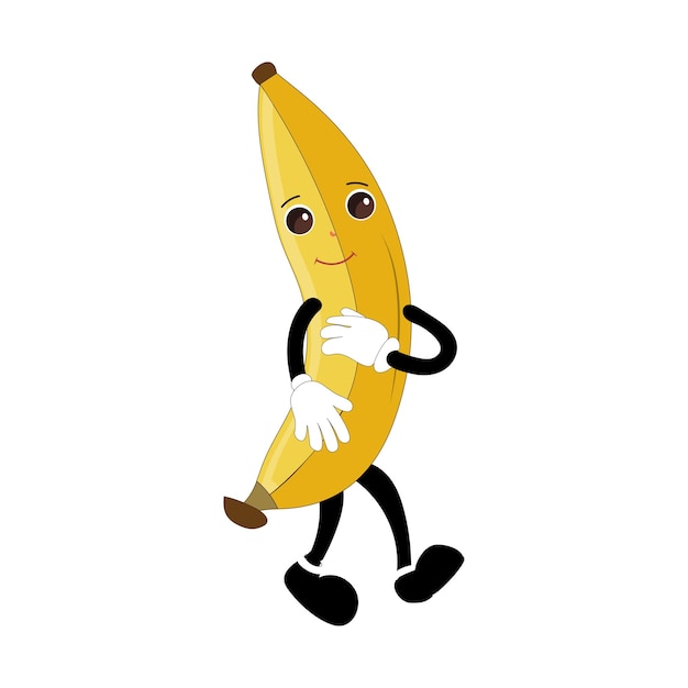 Vector banana mascot cartoon character fruit cartoon character emoticon cartoon happy banana mascot