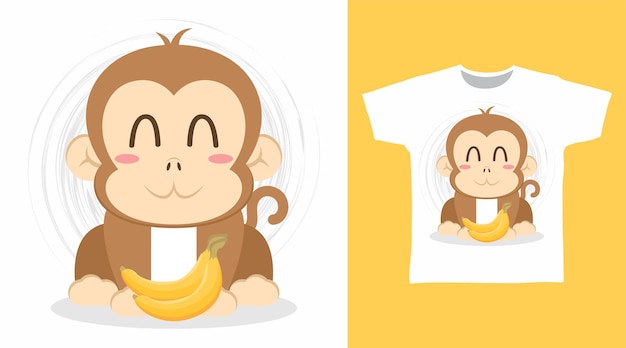 Banana monkey cartoon tshirt art design