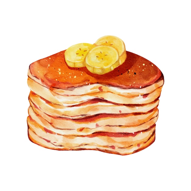 Banana Pancakes watercolor vector design