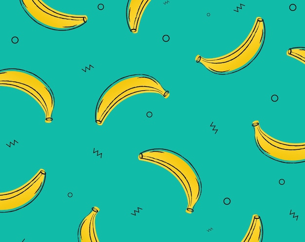 Banana Pattern With Mint Background