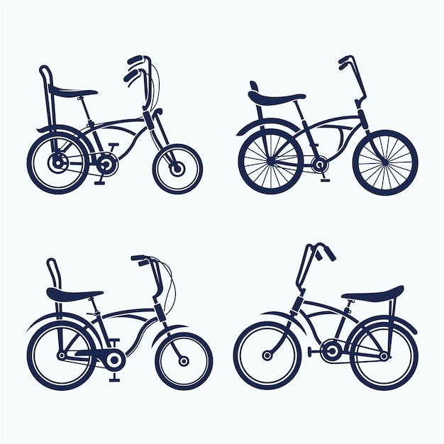 Banana Seat Bike Clip Art Black Color Collection With Premium Vector