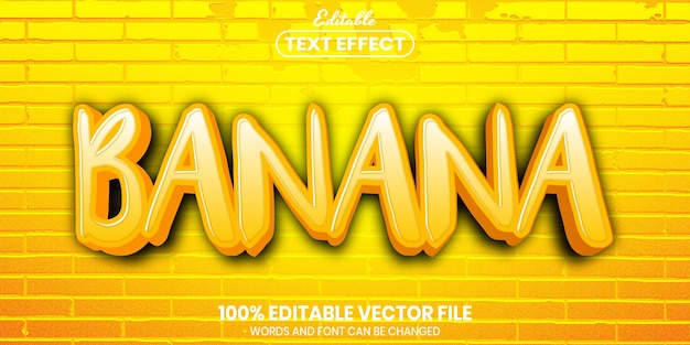 Vector banana text, font style editable text effect