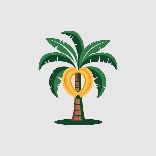 Banana tree icon Gray background with green Vector illustration