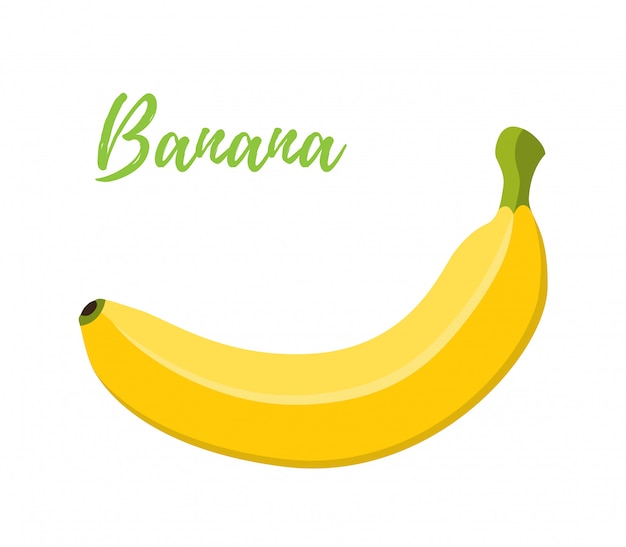 Banana, tropical yellow fruit. Cartoon flat style