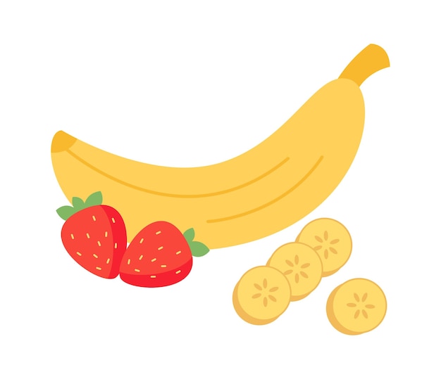 Banana with strawberry Vector illustration