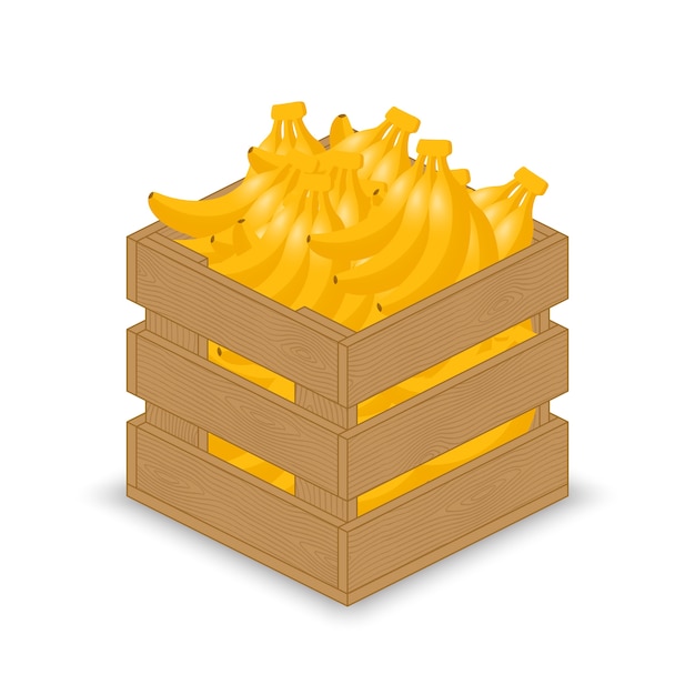 Banana in wooden crate