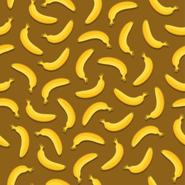 Bananas Seamless Pattern on Dark Background. Vector