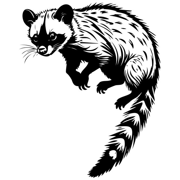 Vector banded palm civet jump sketches hand drawn animal illustration transparent background