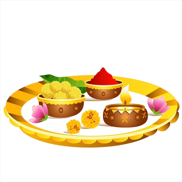 Bandhan decorated thali raksha illustration.