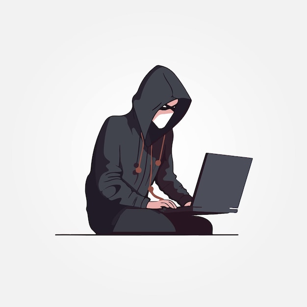 bandit hacker using laptop cyber security